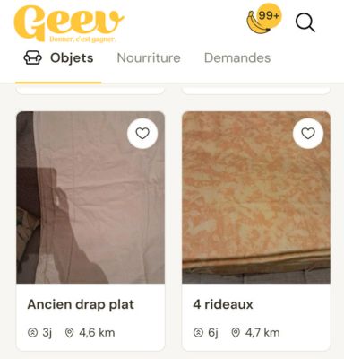 tissu pas cher trouvé sur l'application geev